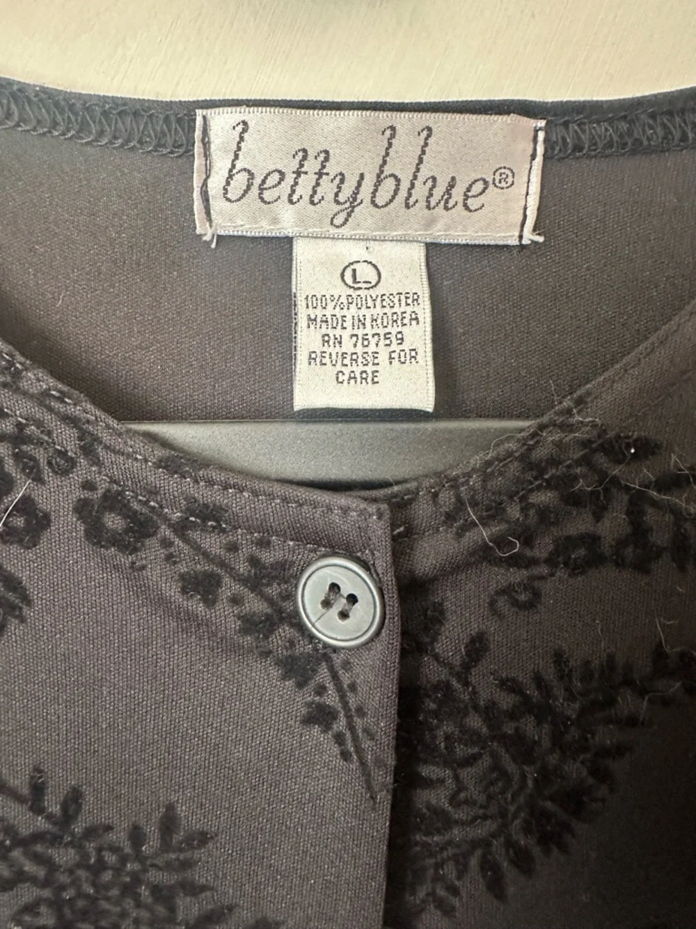 Betty Blue Black Floral-Pattern Button-Front Shirt - Picture 3 of 5